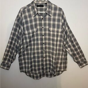 Metropolitan View Classic Gray Plaid Button-Down Shirt. Grandpa shirt
